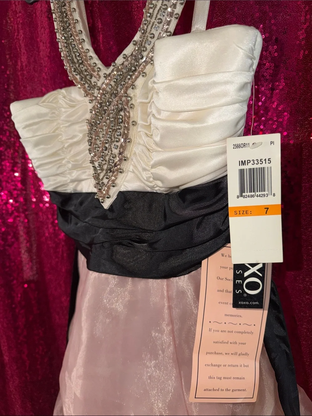 VINTAGE Y2K NWT XOXO Beaded Bubble Dress Pink Coquette